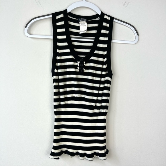 Sonia Rykiel Striped Knit Sweater Tank Top - Picture 1 of 5